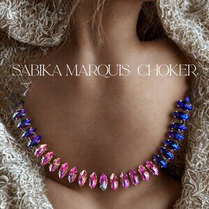 Sabika Marquise Choker - Royal Blue, Purple, and Pink Ombré Swarovski Crystal